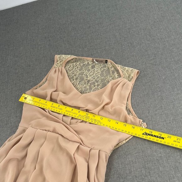 The Hanger Chiffon Dress Sleeveless High & Low Lined Large Juniors Lace Pleated - Picture 9 of 15